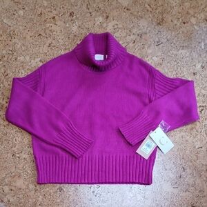 Cyrus Raspberry Rose Turtleneck Knit Sweater Size S NWT